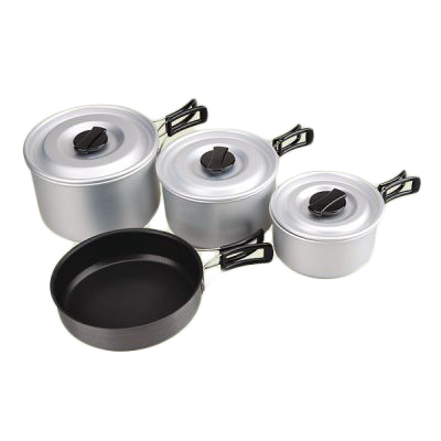 AceCamp Nested Pot Aluminum Lightweight Cooking Pot Set Outdoor Large Stock  with lid and folding handle (Set of 4L, 8L)